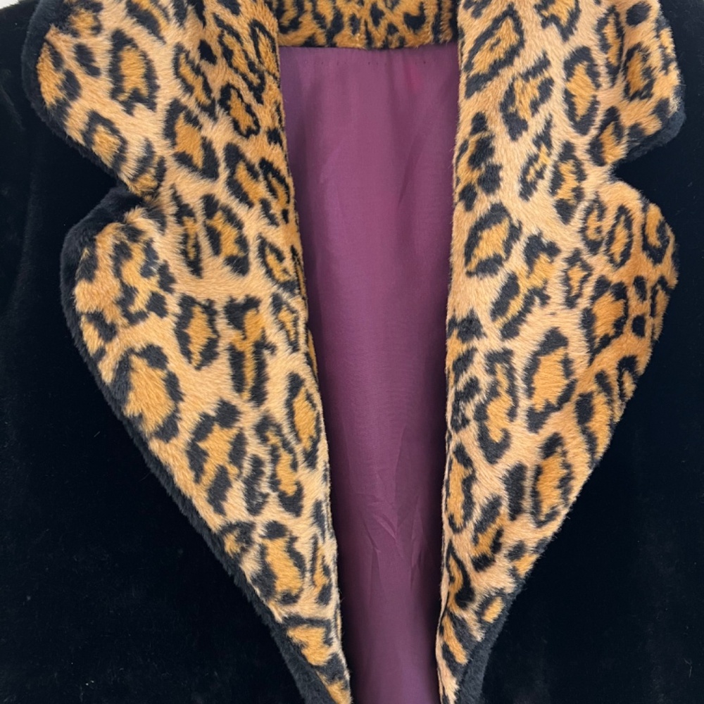 Betmar New York Coat Made In USA Vintage Faux Fur Animal Print Black--Size M - Picture 3 of 13